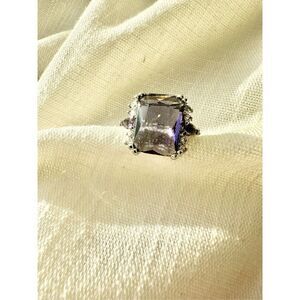 Cubic zirconia elongated dark purple cocktail ring